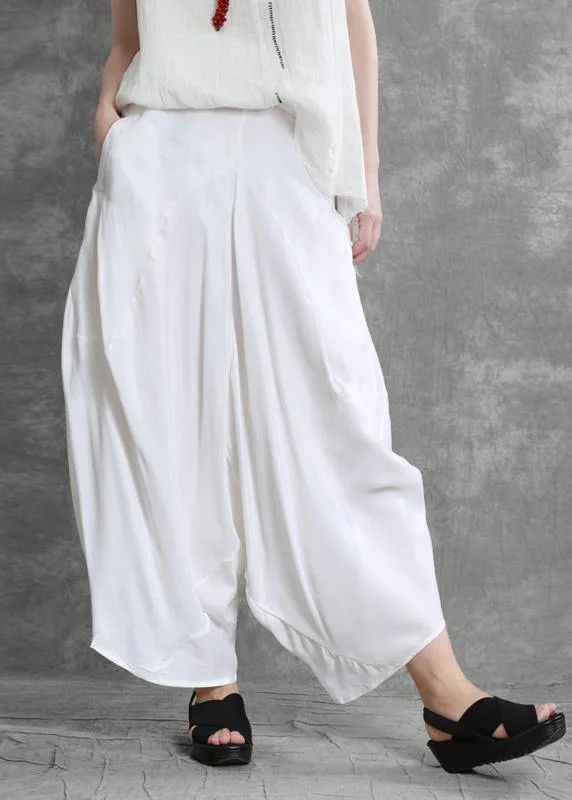 Summer irregular harem pants white color casual pants