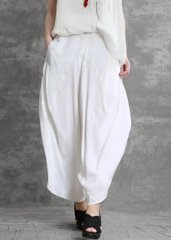 Summer irregular harem pants white color casual pants