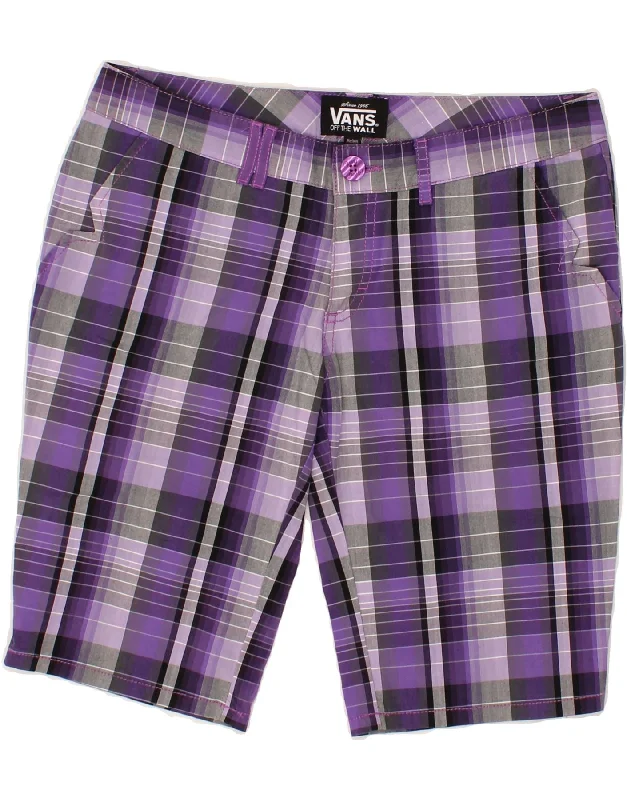 VANS Womens Chino Shorts US 7 Medium W30  Purple Check Cotton