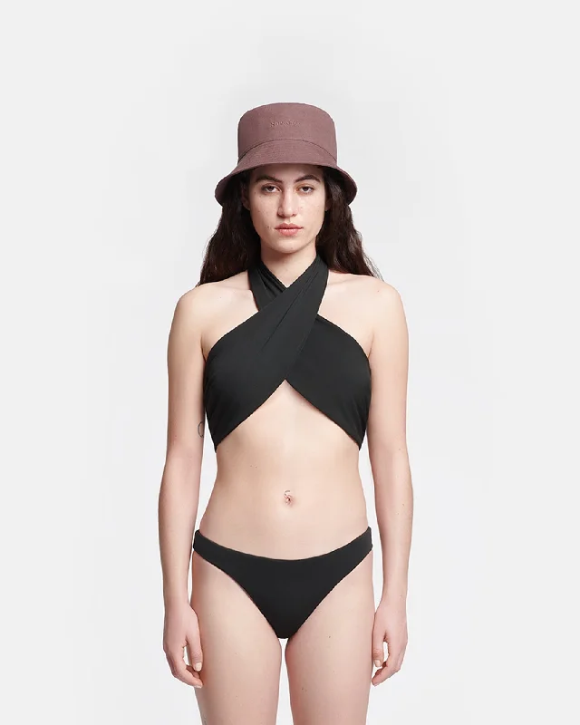 Saura - Crossover Halterneck Bikini Top - Anthracite