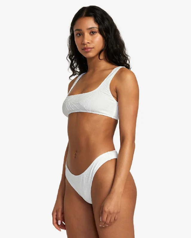 Palm Grooves Cheeky Bikini Bottoms - Whisper White