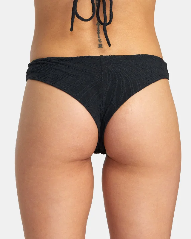 Palm Grooves Cheeky Bikini Bottoms - Black