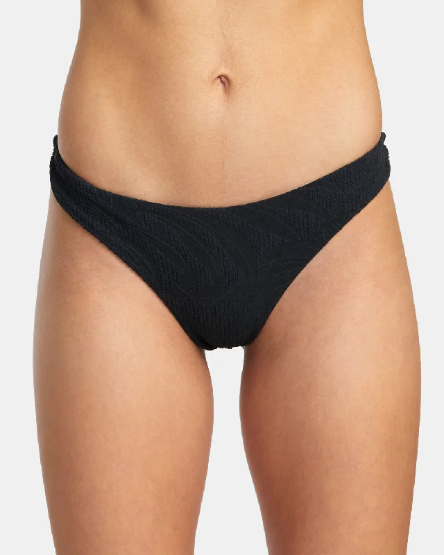 Palm Grooves Cheeky Bikini Bottoms - Black