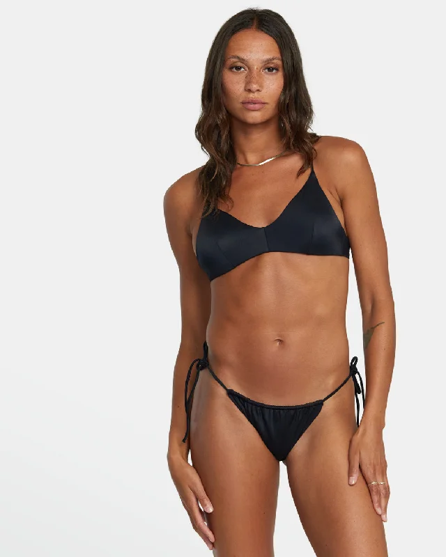 Solid Tie Skimpy Bikini Bottoms - Black