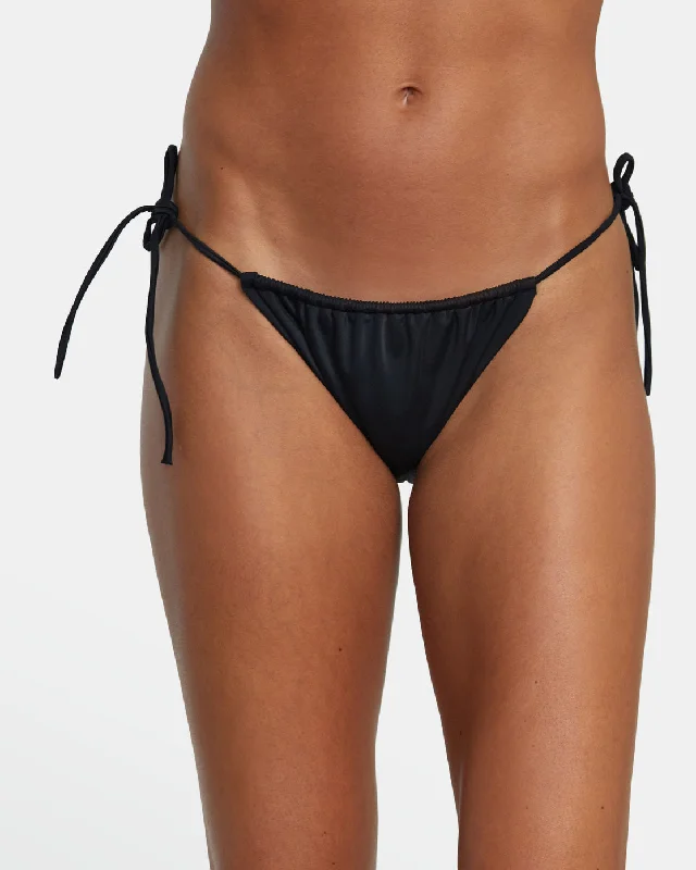 Solid Tie Skimpy Bikini Bottoms - Black